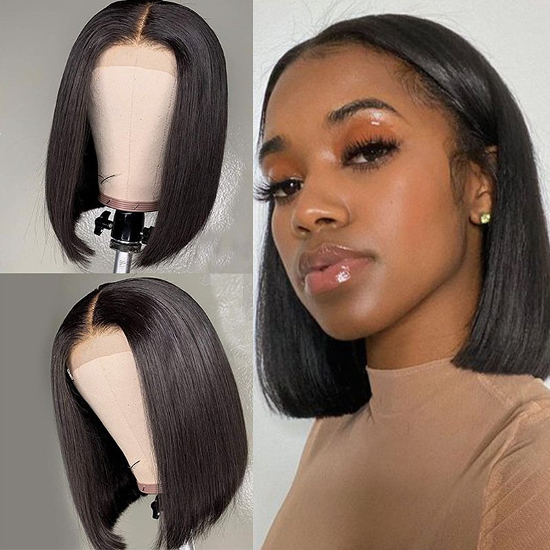 Wig Chemical Fiber High Temperature Silk Front Lace Wig Headgear Human Hair Wigs For Black Women Middle Part BOB - Image 2