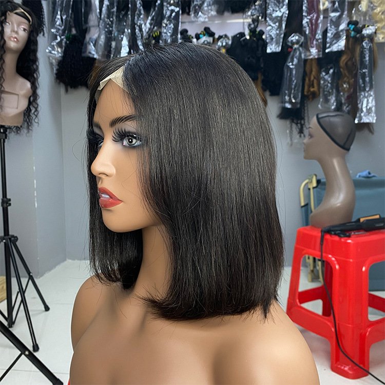 Wig Chemical Fiber High Temperature Silk Front Lace Wig Headgear Human Hair Wigs For Black Women Middle Part BOB - Image 4