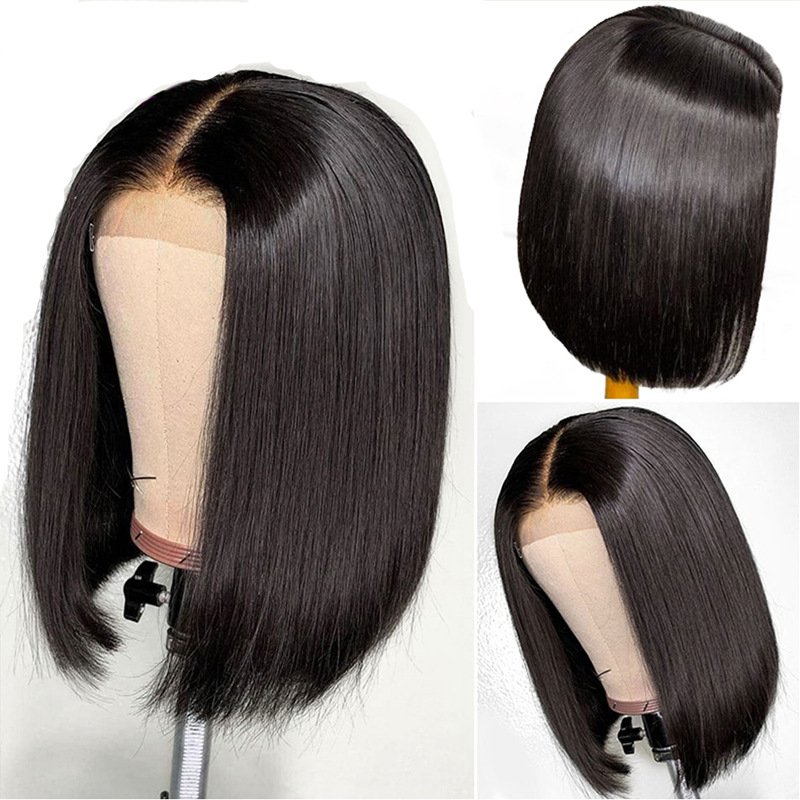 Wig Chemical Fiber High Temperature Silk Front Lace Wig Headgear Human Hair Wigs For Black Women Middle Part BOB - Image 3
