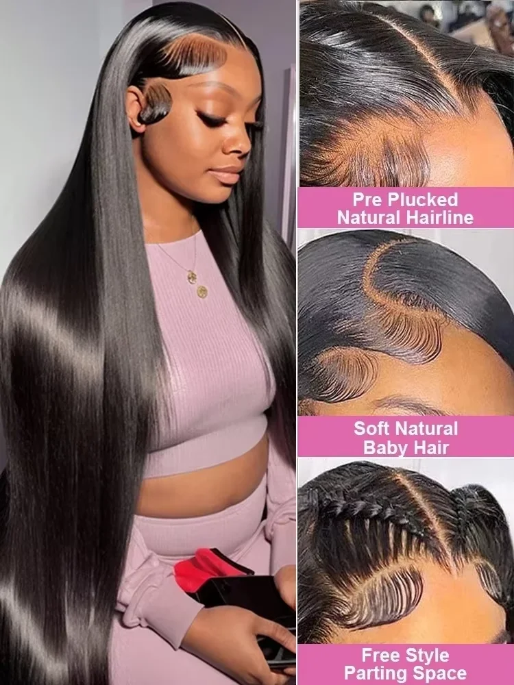 Glueless Wigs Human Hair 13x4 Lace Front Wig Bone Straight 13x6 Lace Frontal Wig 30 34 Inch Pre-Cut 5X5 Hd Lace Closure Wig - Image 3