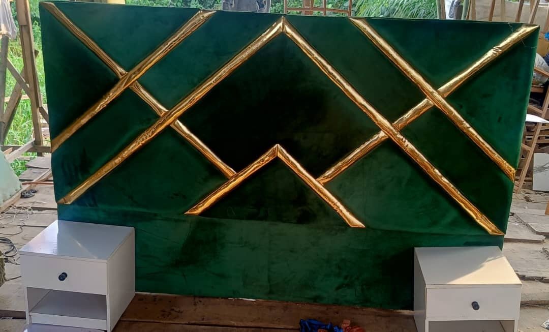 Elegant Green and Gold Bed Headboard