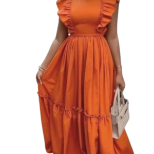 Chic Orange Sleeveless Dress