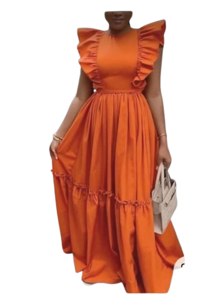 Chic Orange Sleeveless Dress