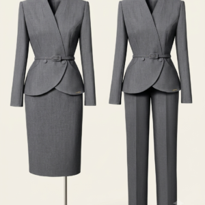 Ash suit paired with skirt or trouser