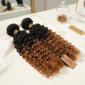 curly black and gold human hair wig
