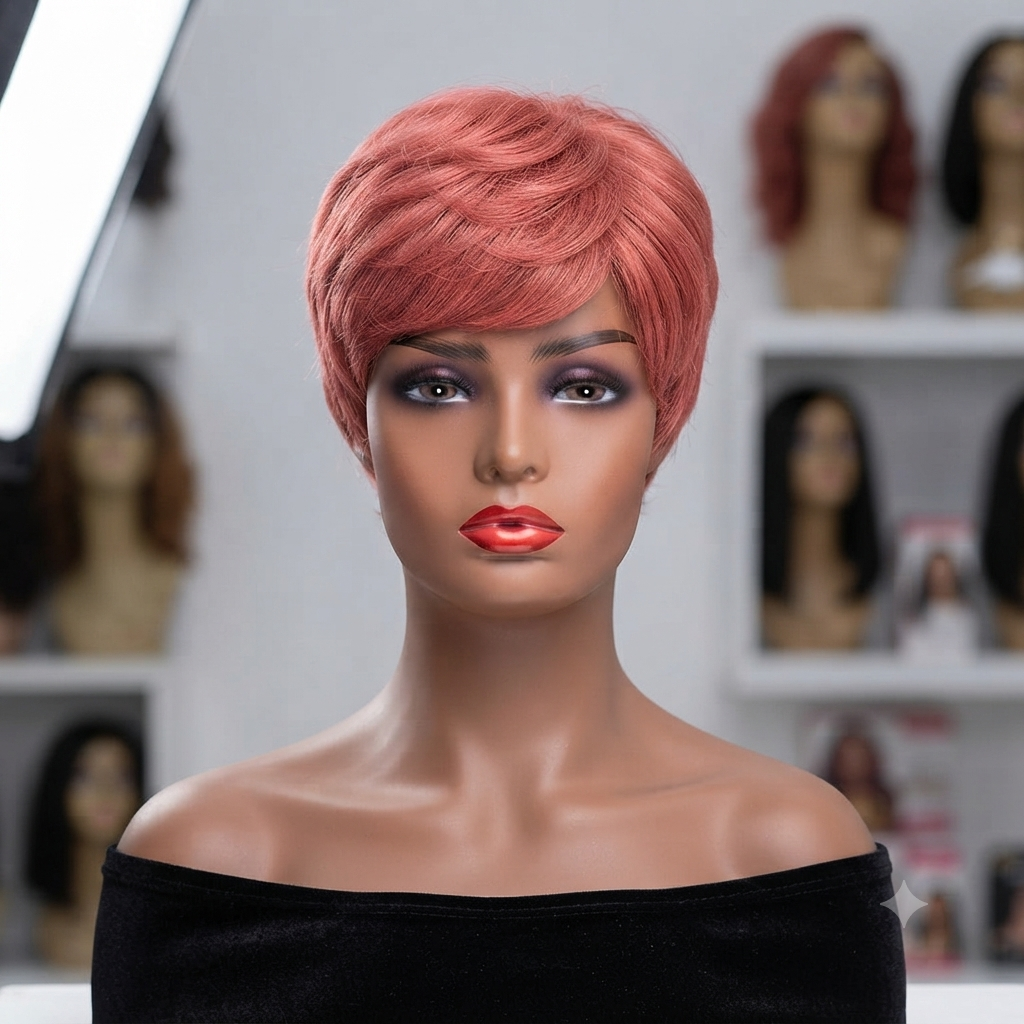 short orange fringy human hair