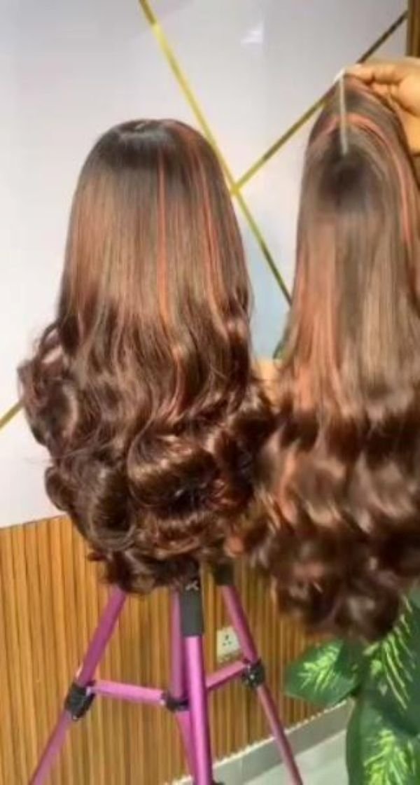 wavy mix color human hair wigs