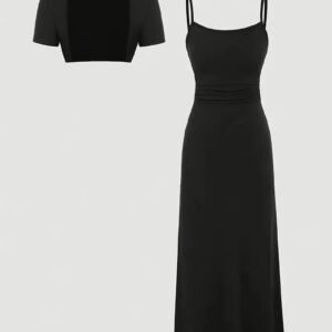 Oriented Elegant Cape Dress with Spaghetti Straps Women's Set