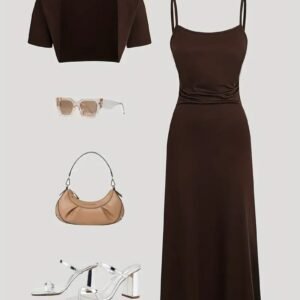 Targeted Two-Piece Short Sleeve Open Cardigan