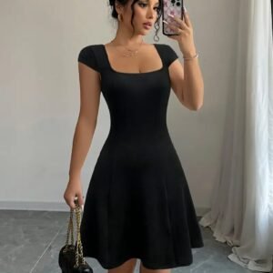 Elegant Square Neck A-Line Mini Dress for Women
