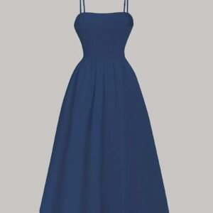 Solid Color Spaghetti Strap Off-Shoulder Dress