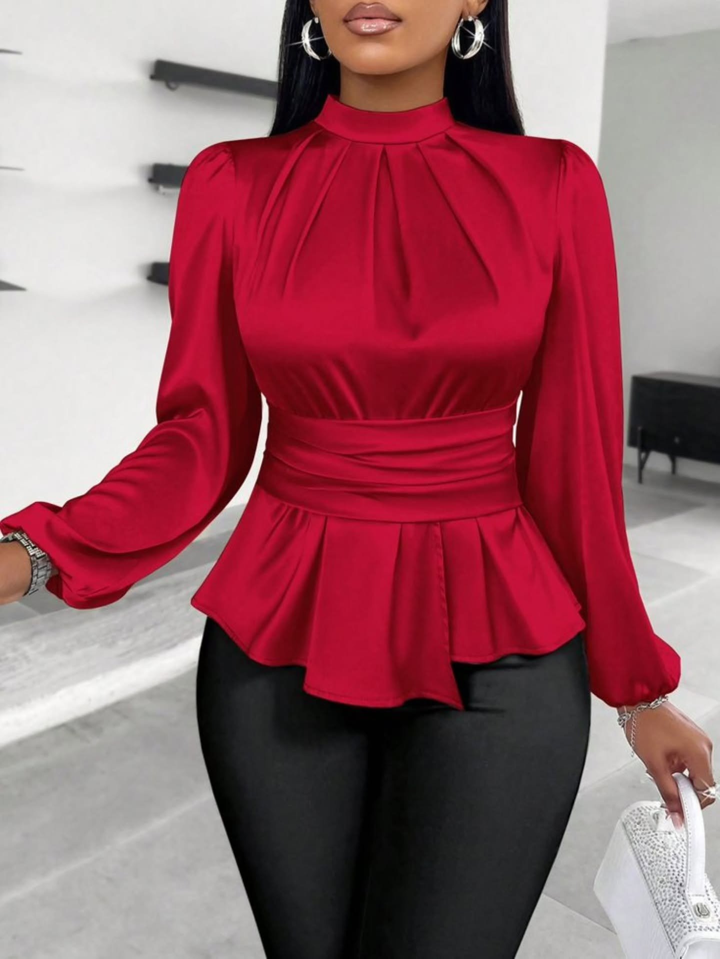 long sleeve stylish peplum top
