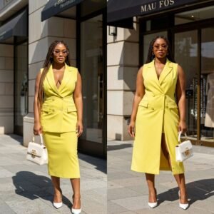 yellow sleeveless dress