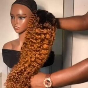 curly black and gold human hair wig