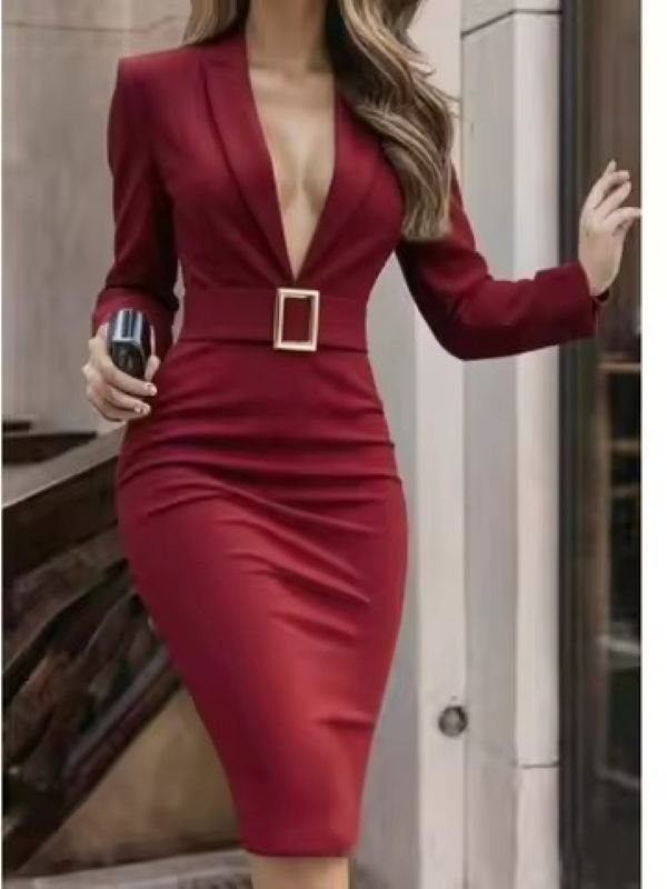 Long Sleeve Chic Sheath Dress - Image 3