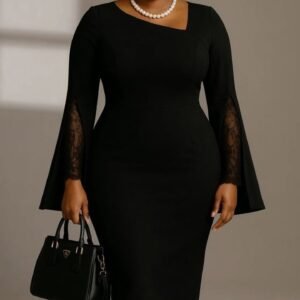 stylish black corporate attire with lace hands