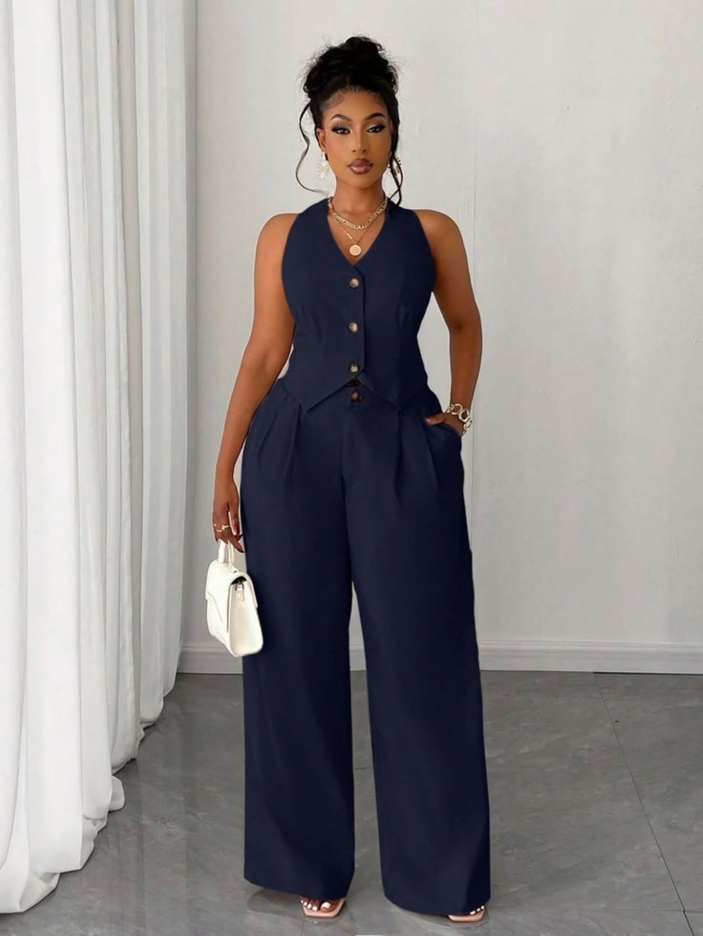 stylish sleeveless suit and trouser