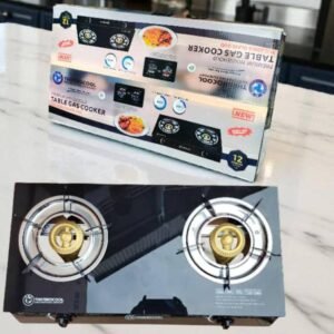 Thermocool Premium 2-Burner Table Gas Cooker – Black Glass Top