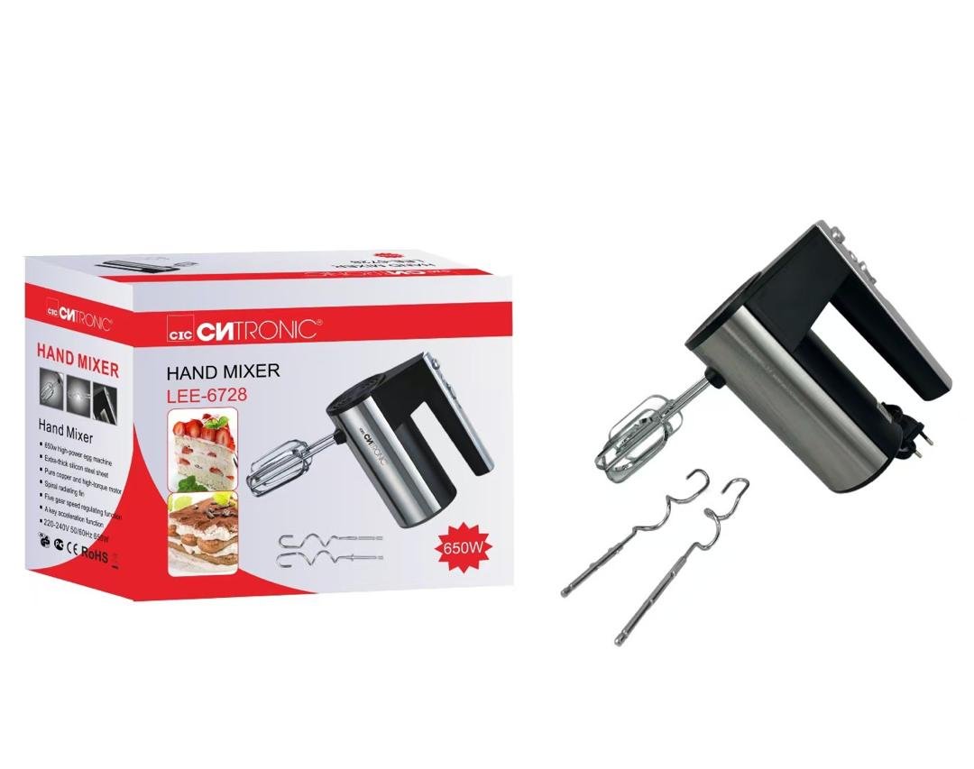 Clatronic LEE-6728 650W Hand Mixer with Attachments