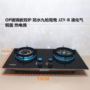 OP JZY-B 2-Burner Tempered Glass Gas Cooker – 73cm × 43cm