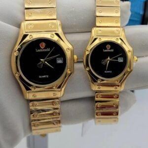 Lookworld His & Hers Gold Couple Watch Set – Black Dial Quartz