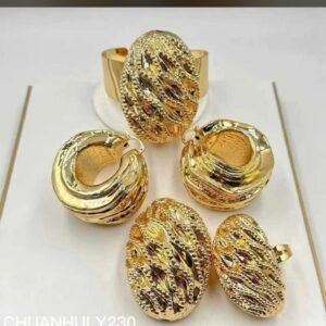 Chuanhui Y230 Gold Jewelry Set – Luxury Textured 5-Piece Collection
