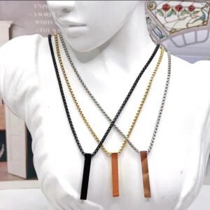 Modern Bar Pendant Chain – Stainless Steel Necklace Collection (4 Colors)