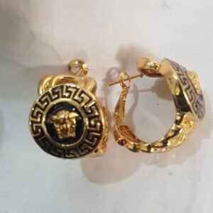 Royal Medusa Hoop Earrings – Black & Gold Luxury Edition