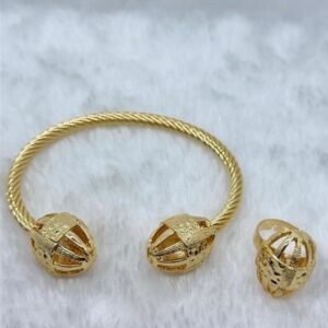 Royal Cage Gold Bracelet and Ring Set