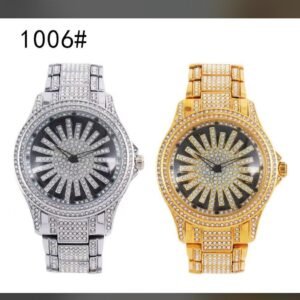 Luxury Radiant Dial Watch – Iced Gold & Silver Edition