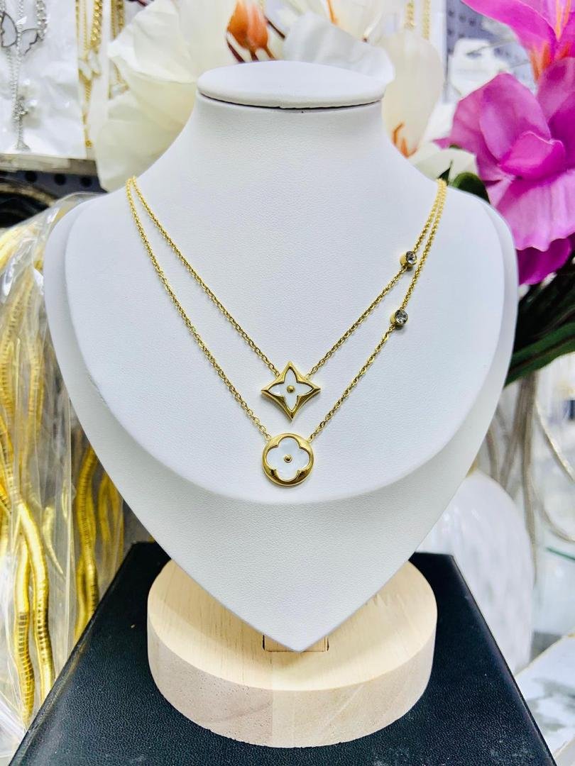 Lumière Duet Necklace (White Enamel)