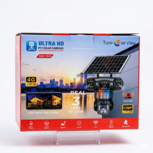 Solar Powered 4-Lens PTZ WiFi Security Camera | Outdoor Smart CCTV with Night Vision