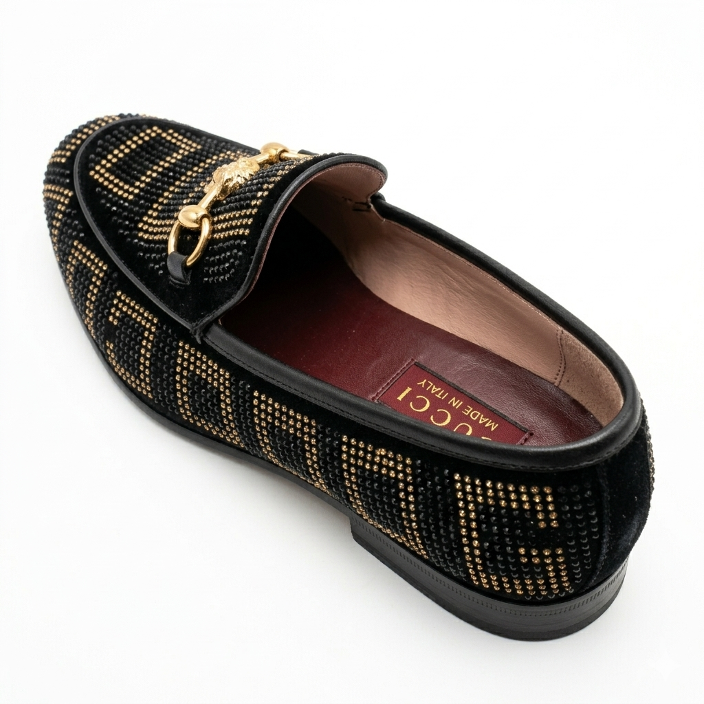 Luxury Men’s Slip-On Loafer – Black Rhinestone Designer Shoe (Elegant & Stylish) - Image 3
