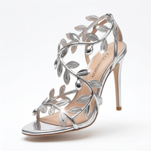 Ladies Silver Butterfly Heels | Elegant Crystal Party Shoes