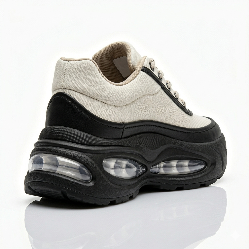 Chunky Beige & Black Sneakers – Trendy Thick-Sole Casual Shoes - Image 3