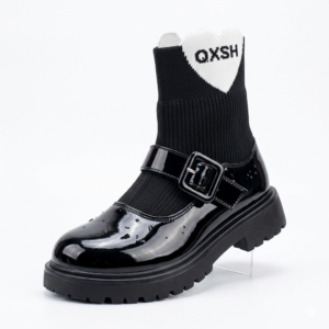 Black Patent Ankle Boots with Buckle | Kids Fashion Boots
