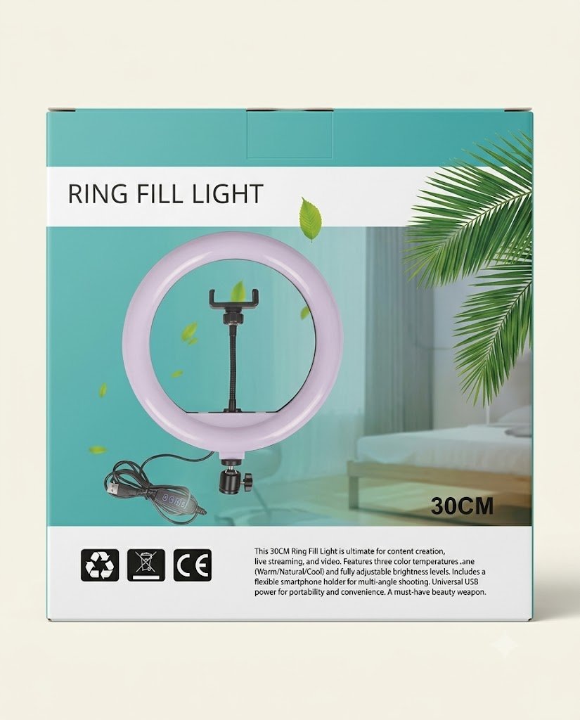 12-Inch Ring Fill Light with Stand & Phone Holder | LED Selfie & Video Light