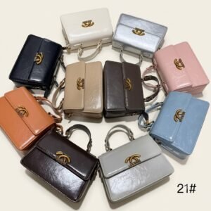 Loshais Mini Structured Top-Handle Bag – Gold Logo Edition