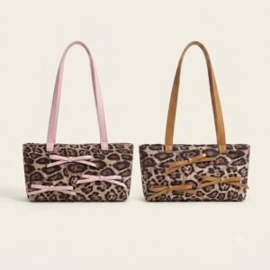 Leopard Charm Mini Tote Bag – Bow Accent Edition