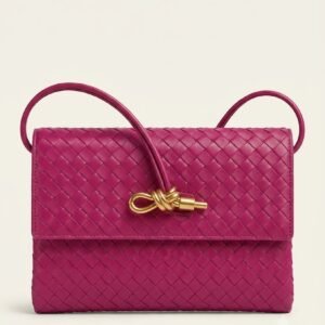Luxury Woven Clutch & Shoulder Bag – Rose Pink