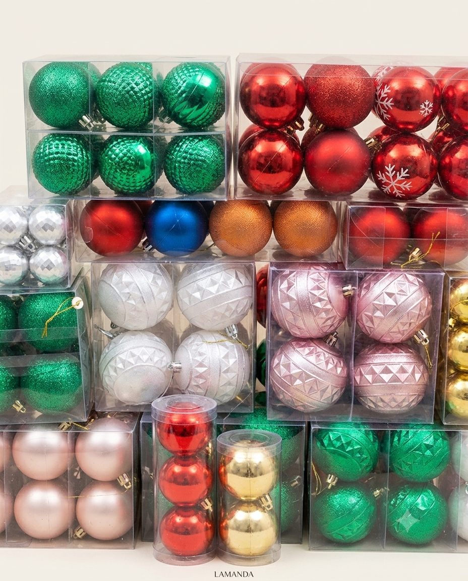 Premium Christmas Ornament Ball Set – Boxed Festive Tree Decorations