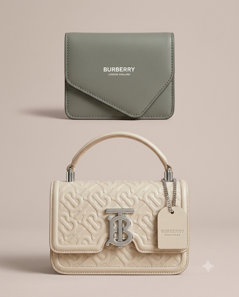 Luxury Mini Crossbody Bag & Matching Wallet Set – Soft Grey