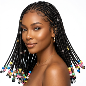 Beaded Micro Braids Lace Wig (Classic Black)