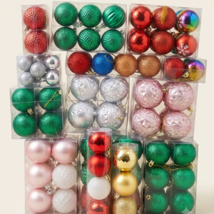 Luxury Christmas Baubles (Bobs) – Mixed Colors & Textures Boxed Set