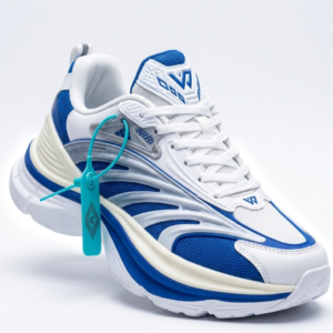 Unisex Chunky Sneakers – White & Blue Classic Sport Trainers (Comfort Fit)