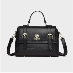 Luxury Structured Top-Handle & Crossbody Bag – Classic Black