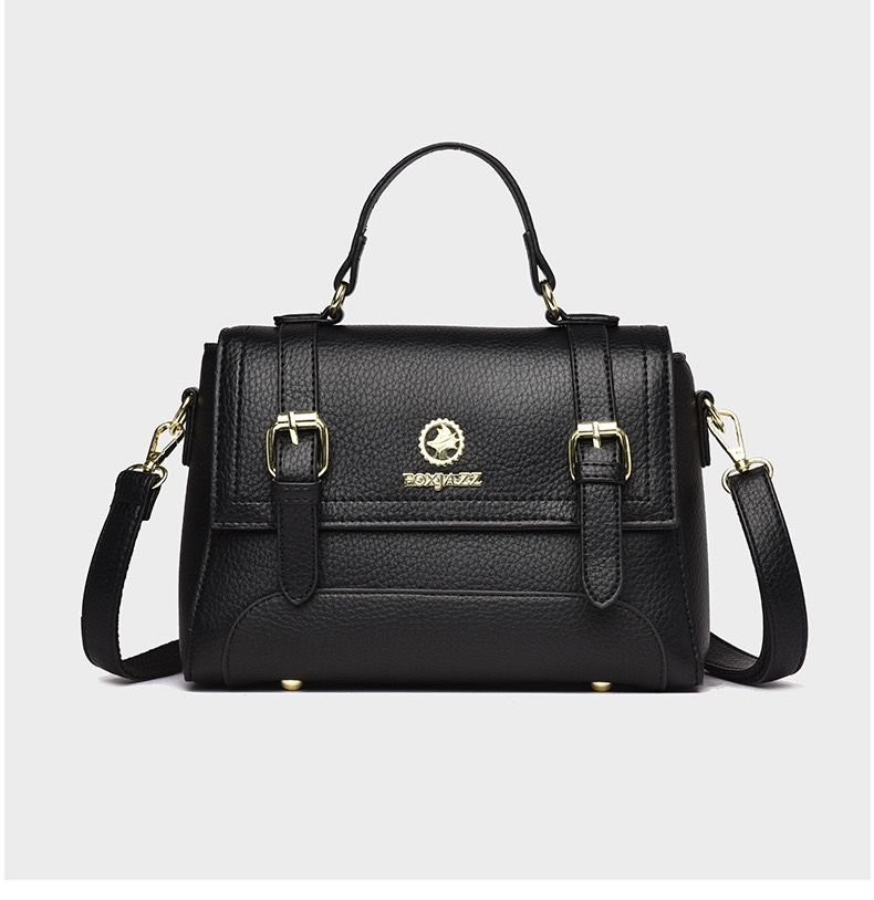 Luxury Structured Top-Handle & Crossbody Bag – Classic Black