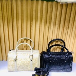 Elegant Embossed Boston Handbag – Classic Floral Edition