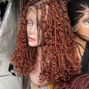Copper Glow Curly Braided Lace Wig