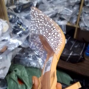 Ladies Nude Pointed Heels | Crystal Mesh Party & Wedding Shoes